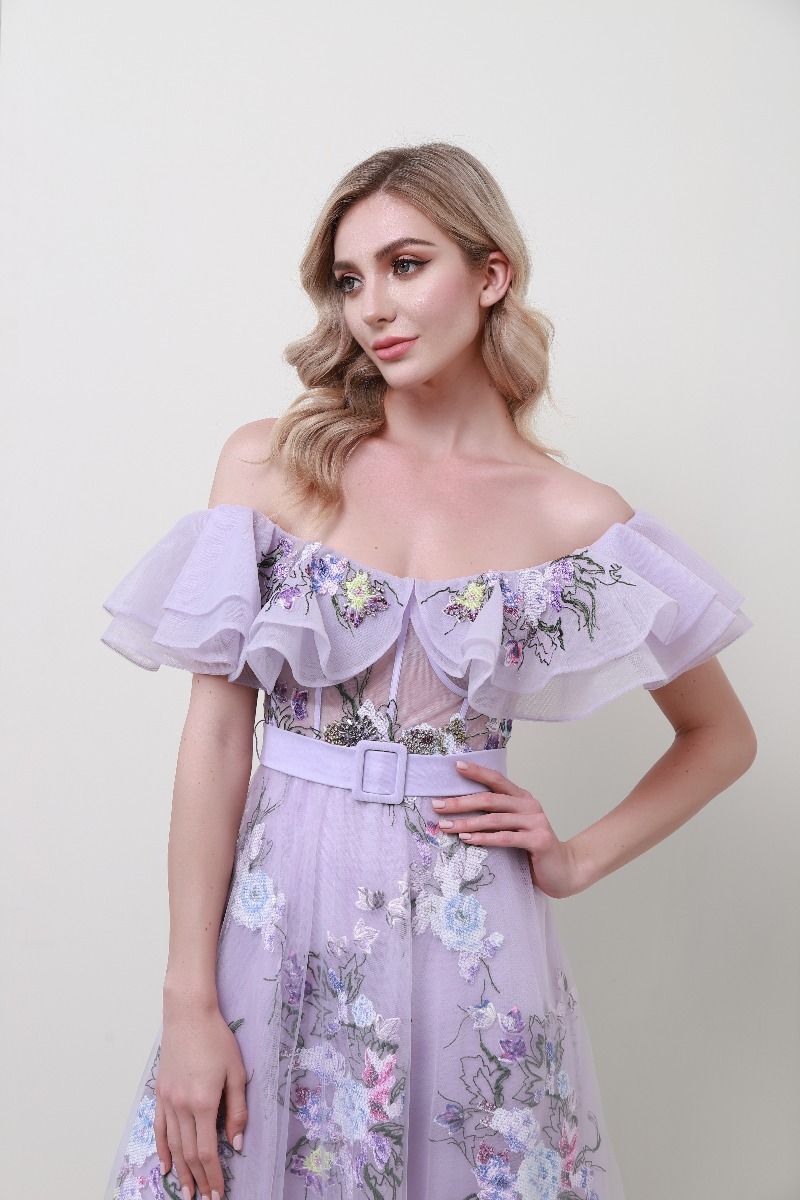 Floral embroidery dress