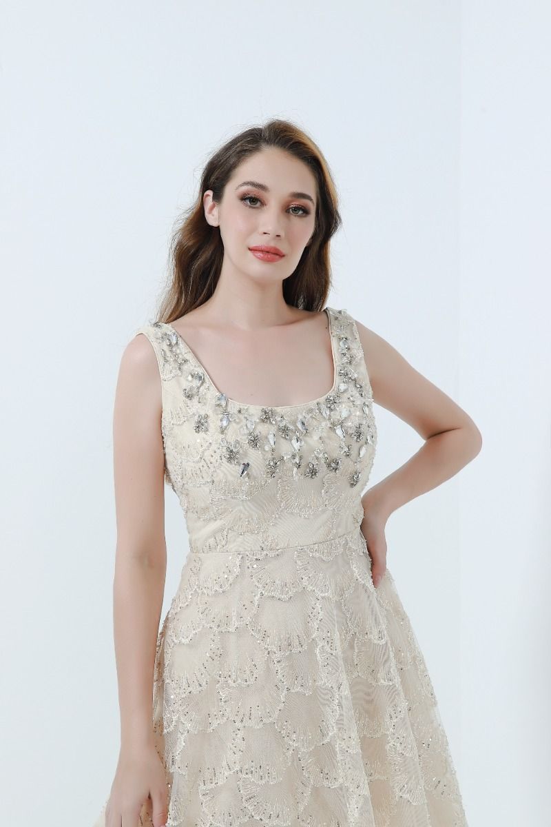 Embellished lace dress