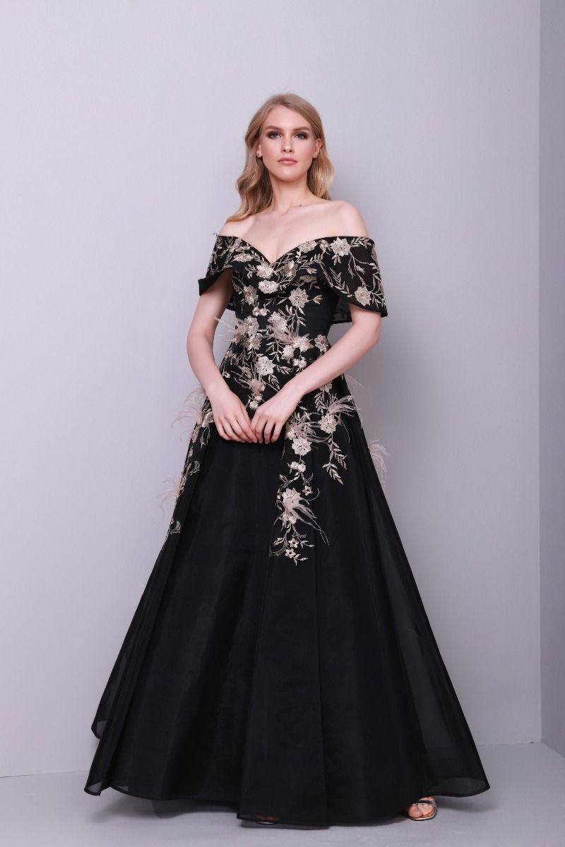 Black floral 2025 applique dress