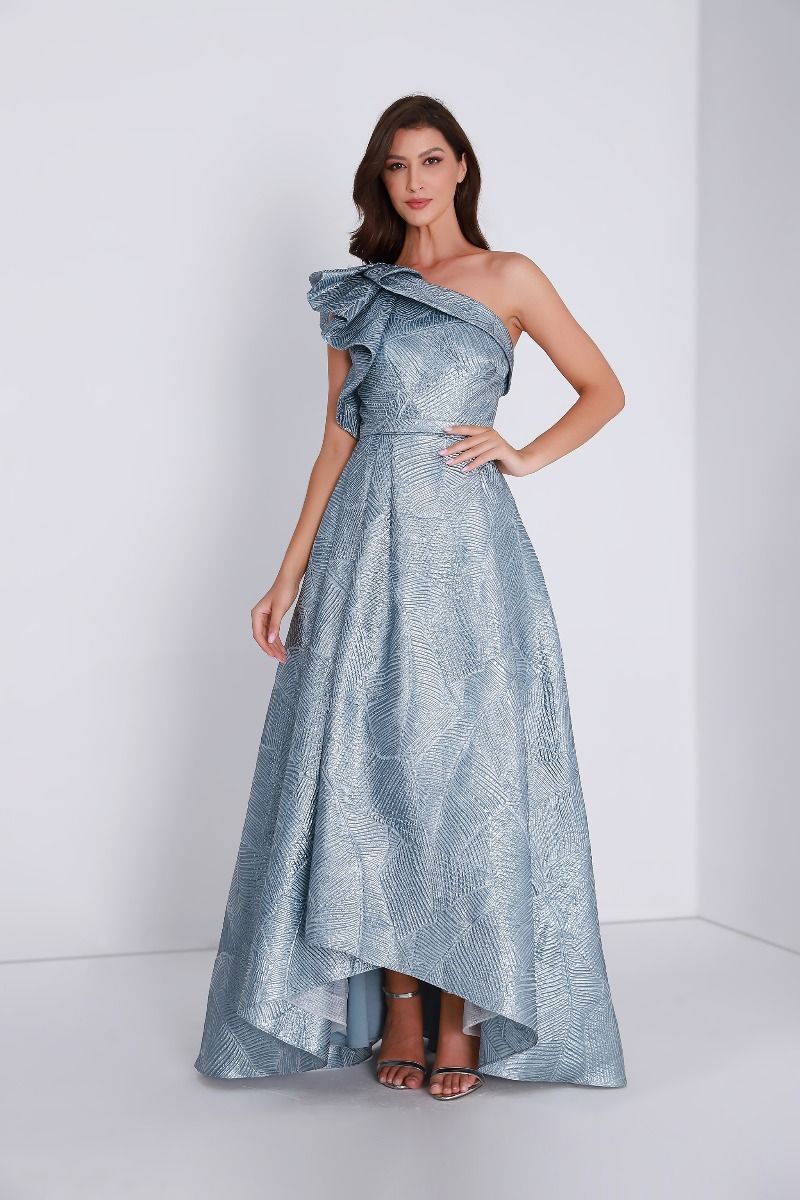 One-shoulder brocade dress