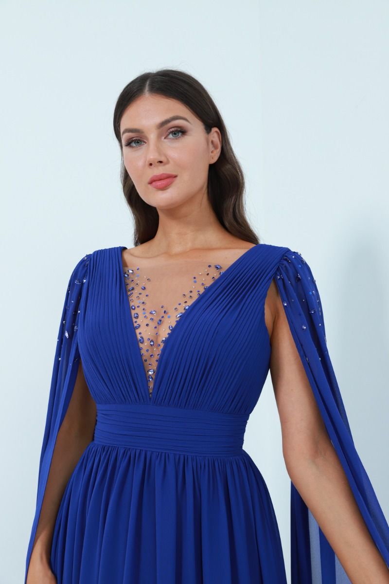 Chiffon cape sleeve dress on sale