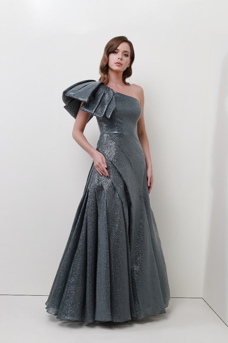Metallic one-shoulder dress 