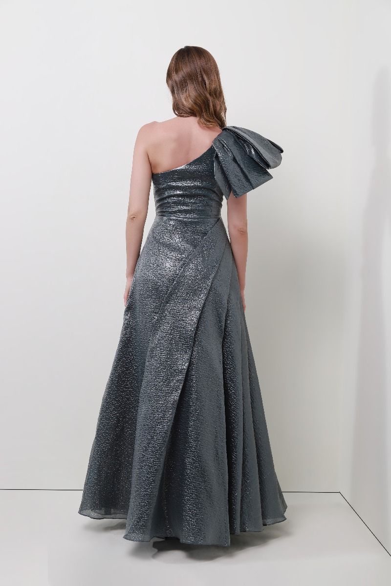 Metallic one-shoulder dress 