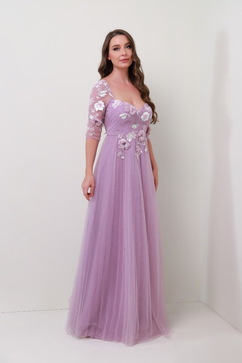 Sequin floral applique dress