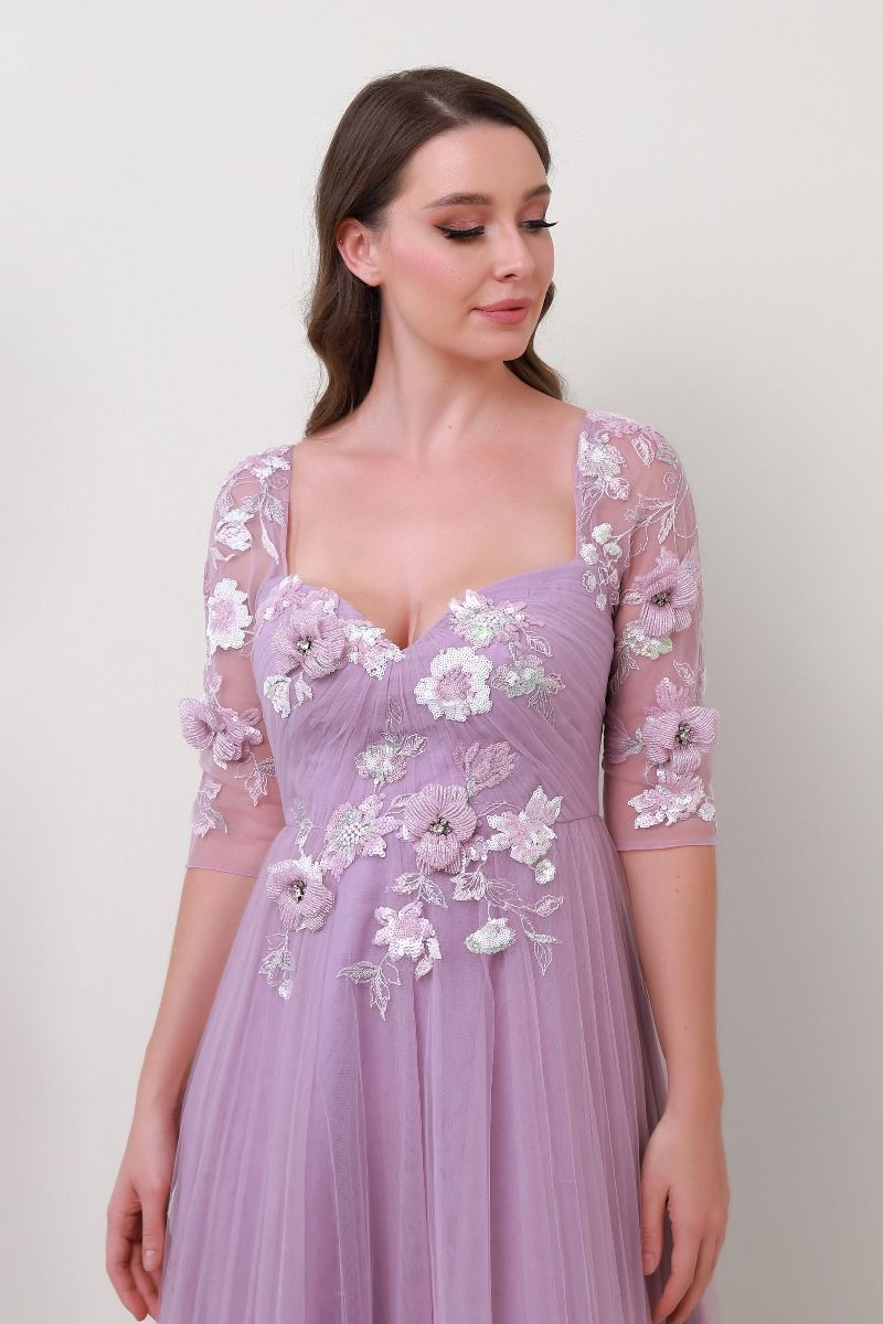 Sequin floral applique dress