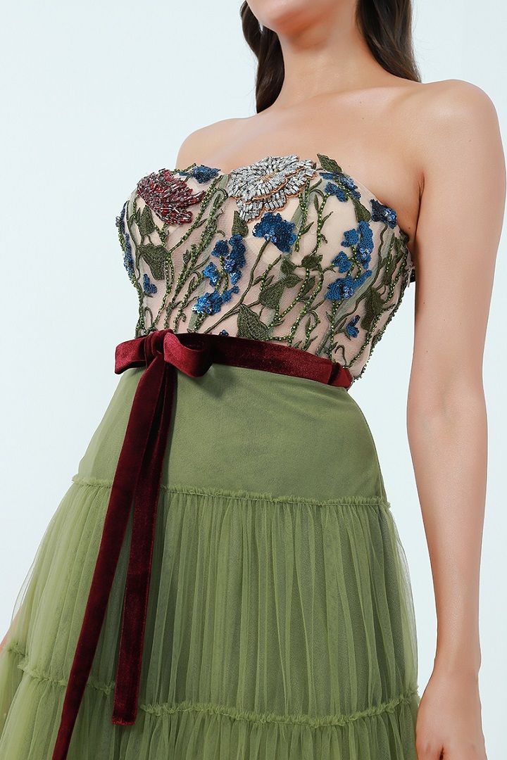 Rhinestones bodice dress