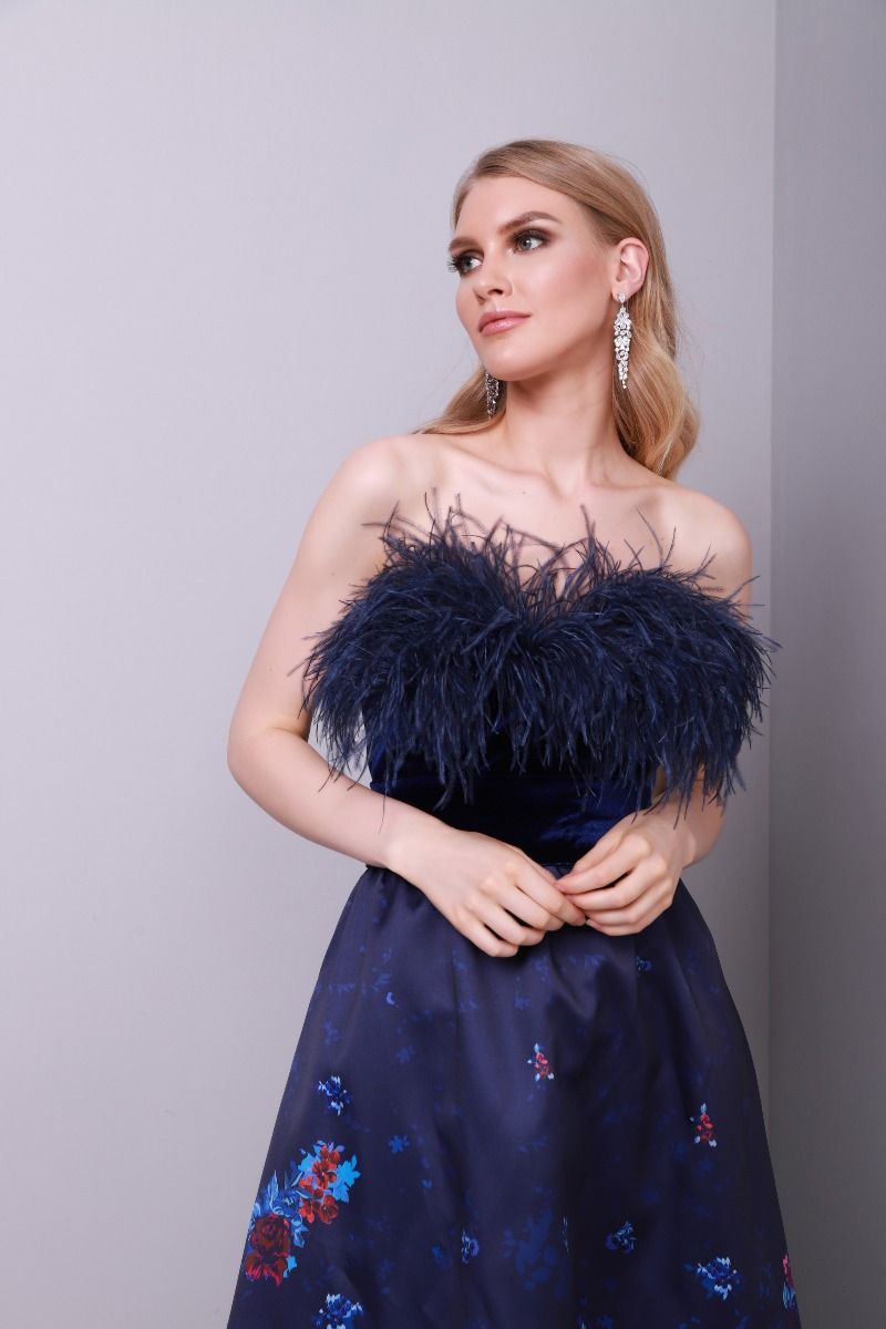 Feather trimming dress