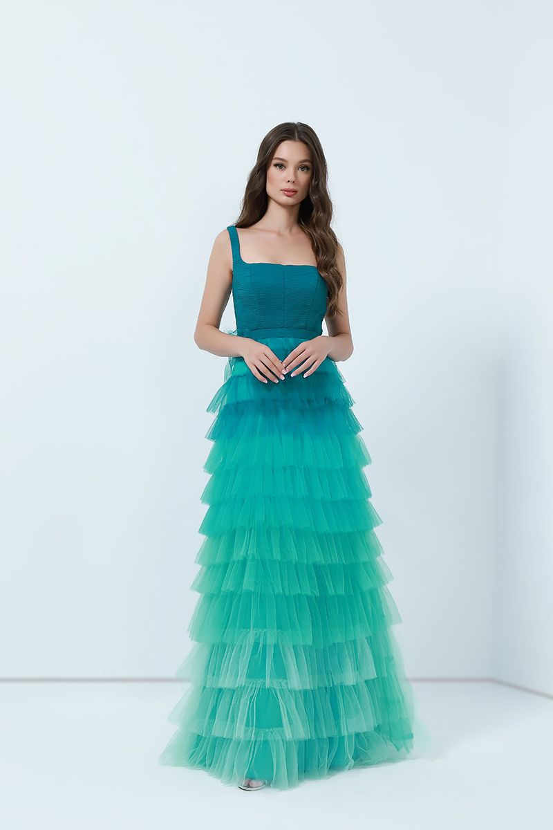 Turquoise green top color dress