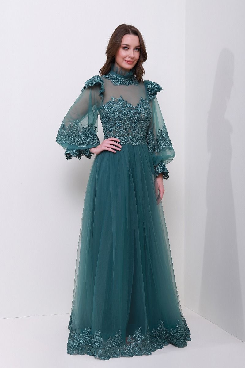 Teal Velvet Maxi Dress with Flutter Sleeves | SilkFred US