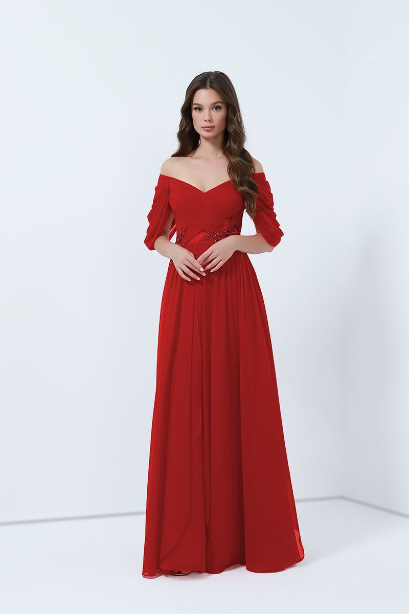 Drape sleeves red dress Vivid Flair