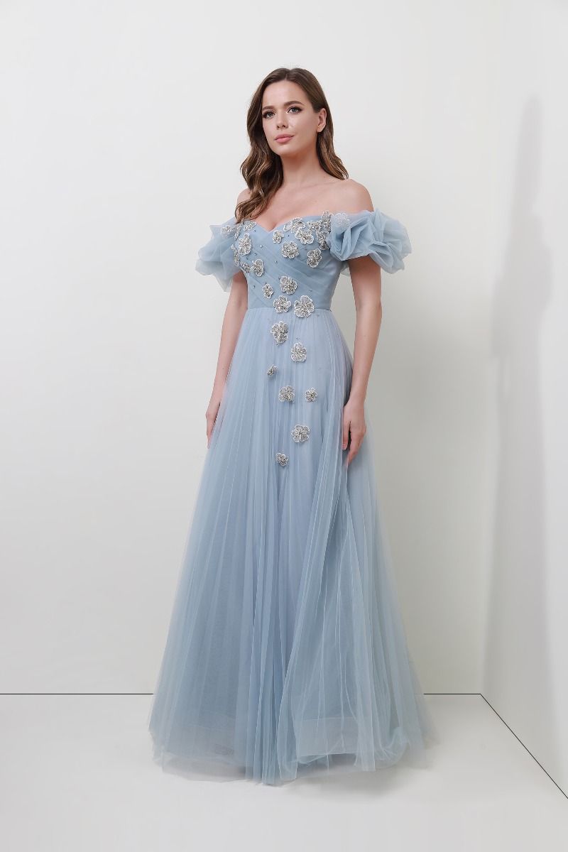 Flower applique hot sale gown