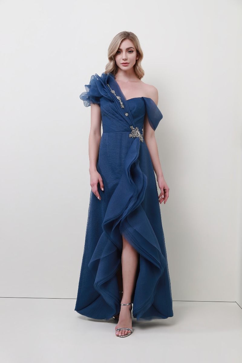 One-shoulder embellished dress