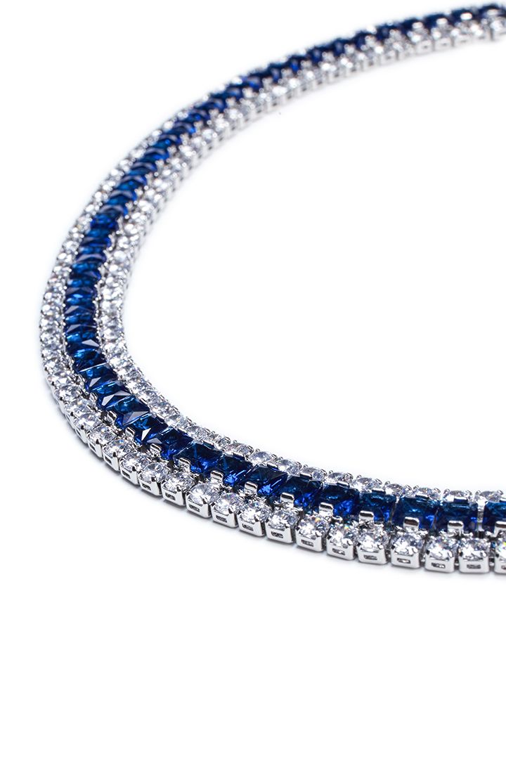 Set(Necklace&Earrings) Silver+Blue