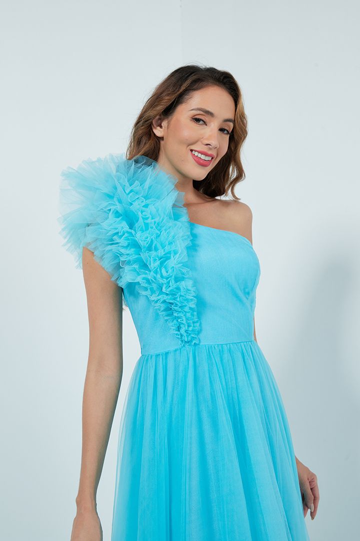 One shoulder mesh dress Vivid Flair