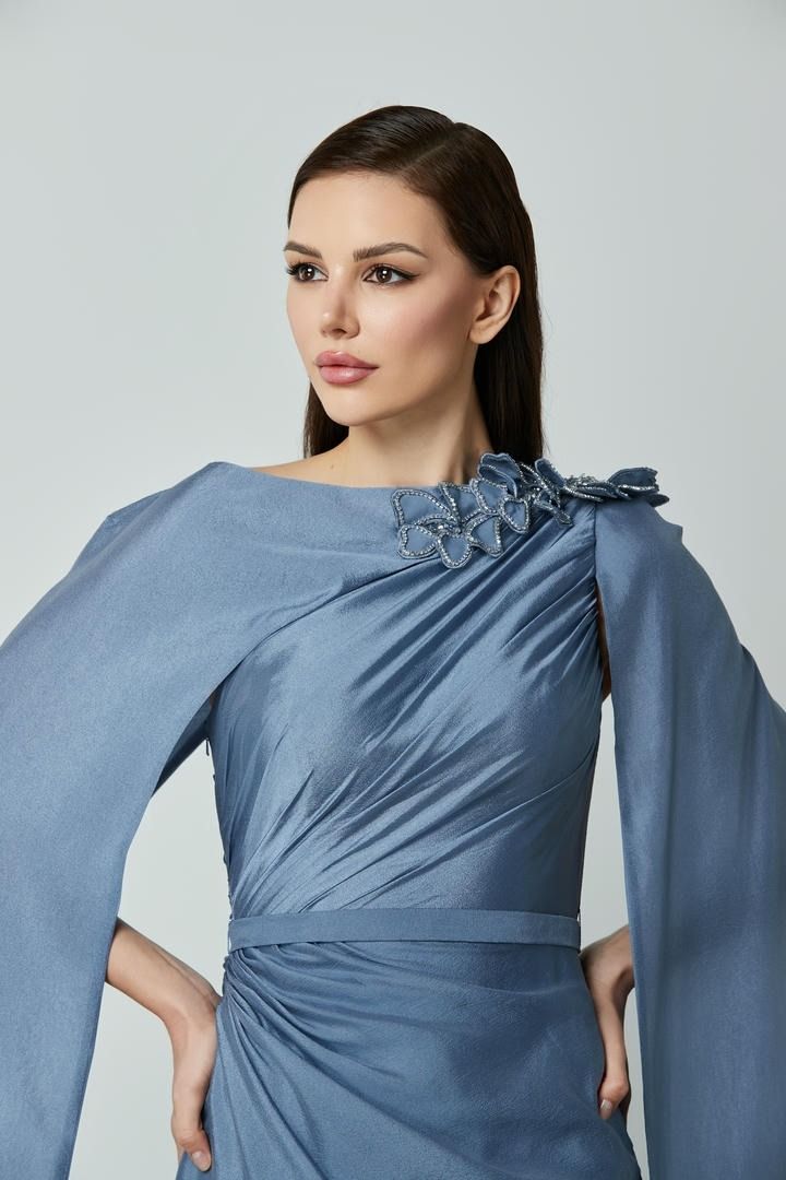 Embellished cape dress