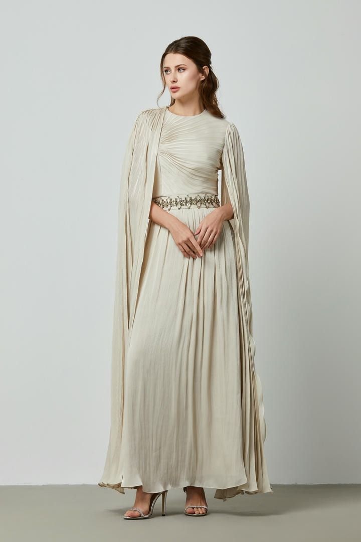 Embellished cape dress