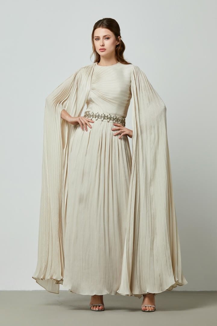 Embellished cape dress