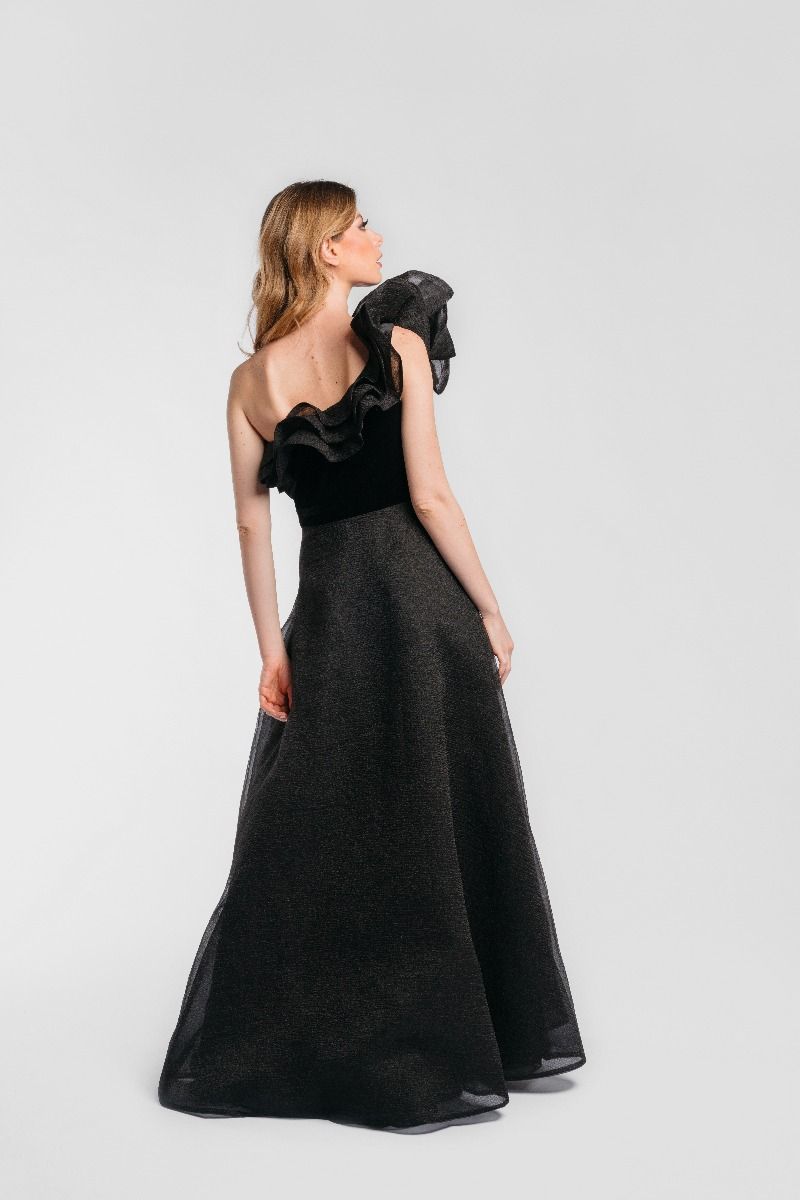 Tiered ruffled shoulder dress