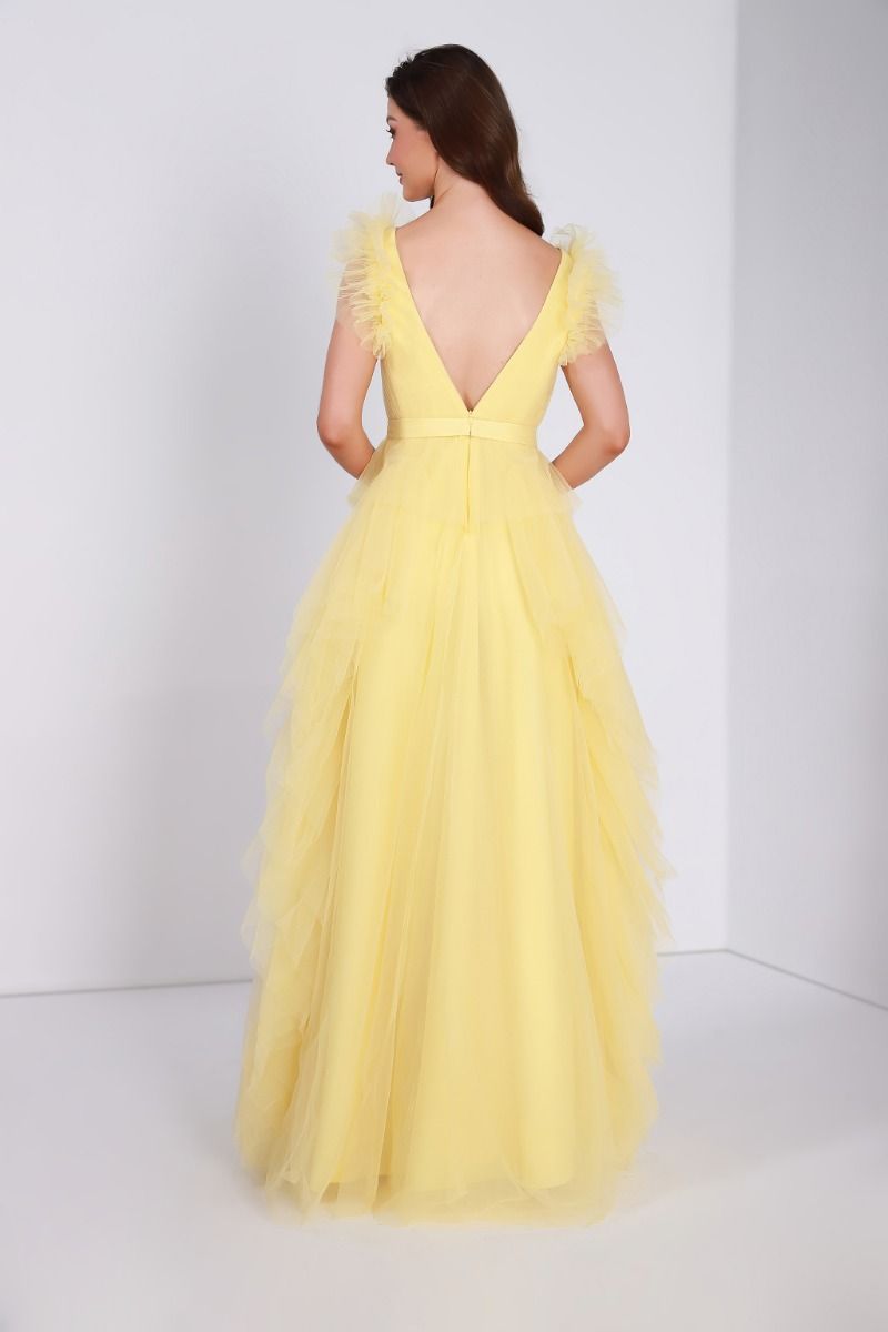 Ruffled V neck dress
