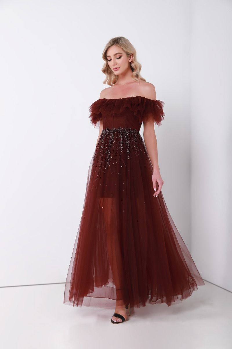 Ruffled off-shoulder dress