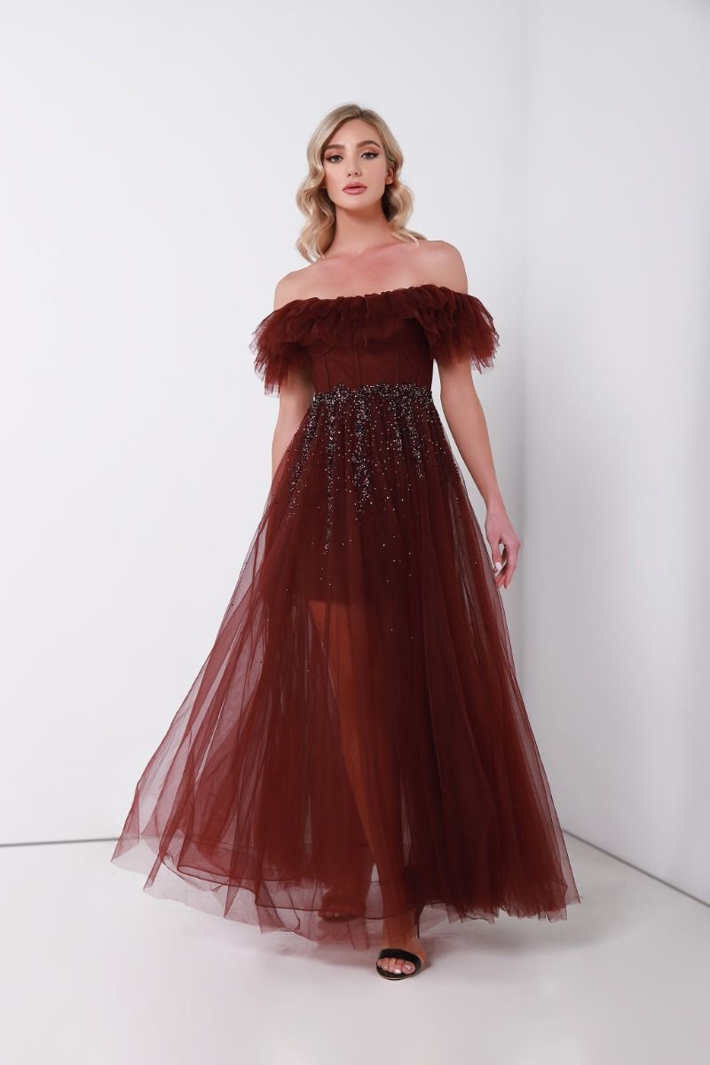 Ruffled off-shoulder dress
