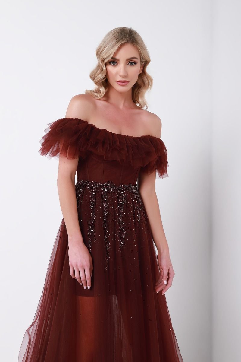 Ruffled off-shoulder dress