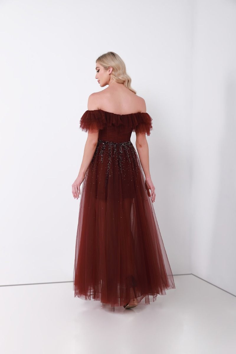 Ruffled off-shoulder dress