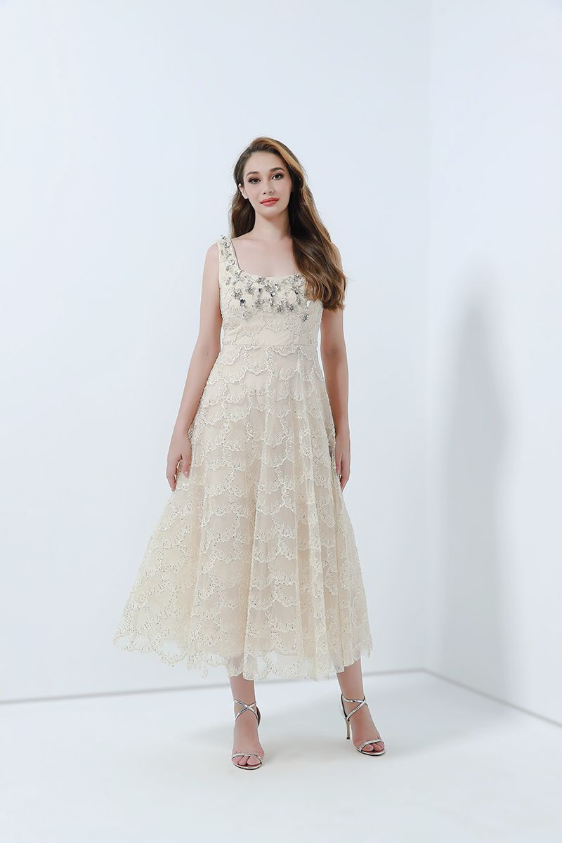 Embellished lace dress