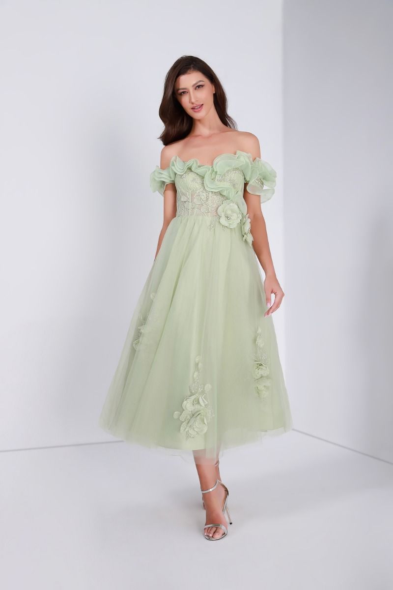 Ruffled off-shoulder dress