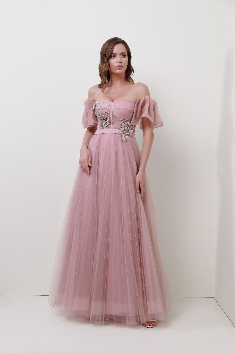 Unique floral applique dress 