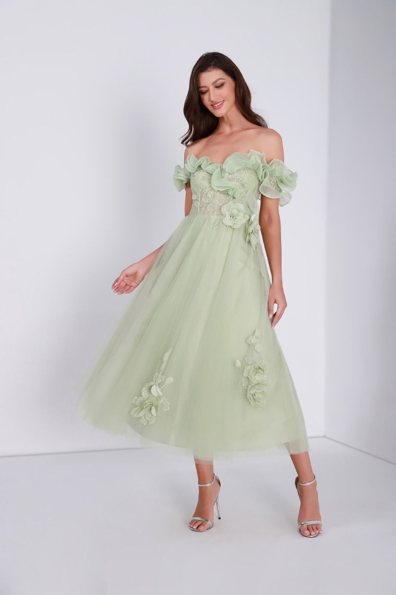 Ruffled off-shoulder dress