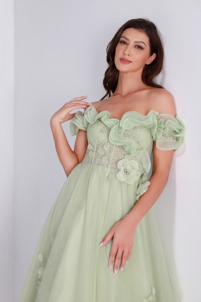 Ruffled off-shoulder dress