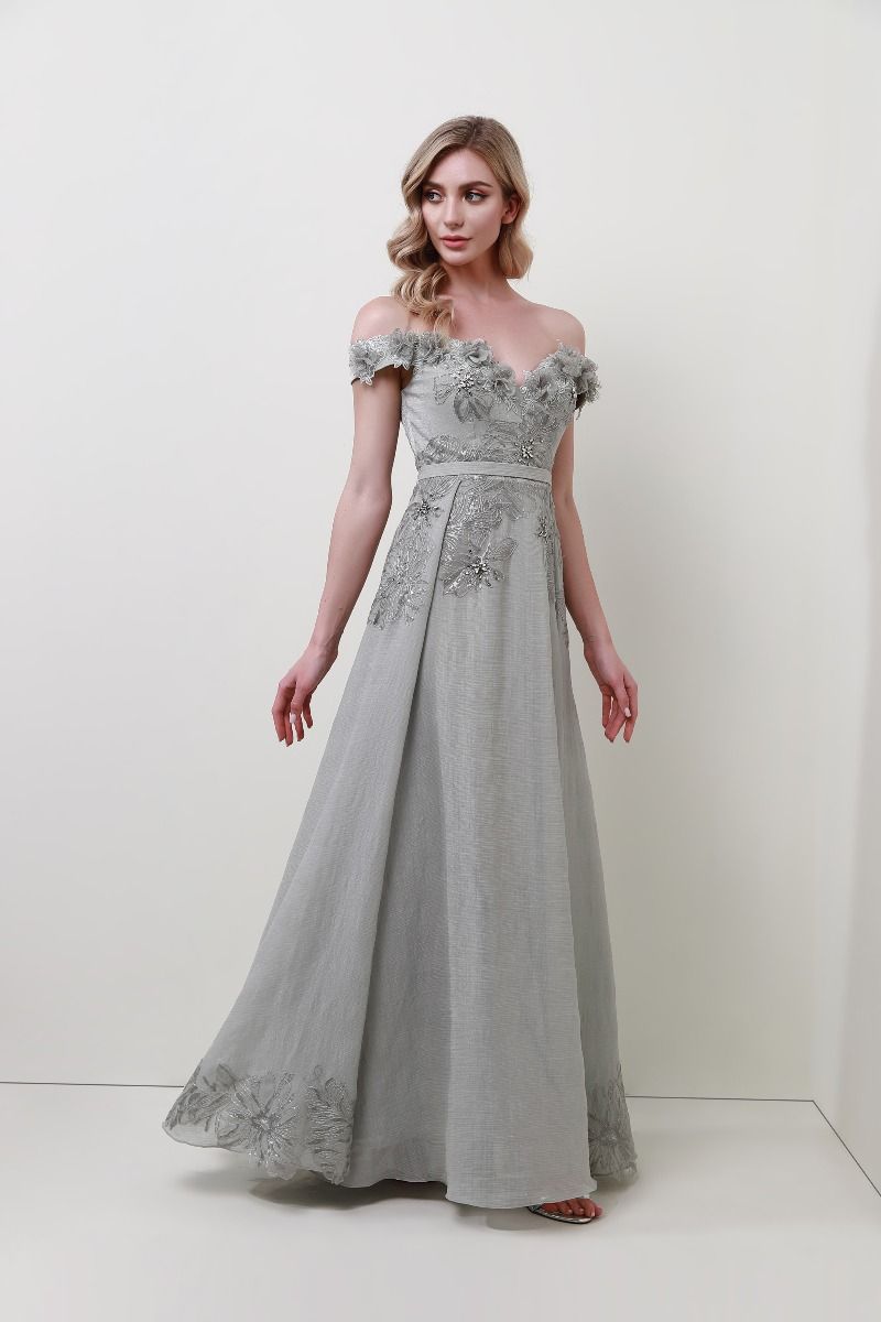 Floral appliqué dress