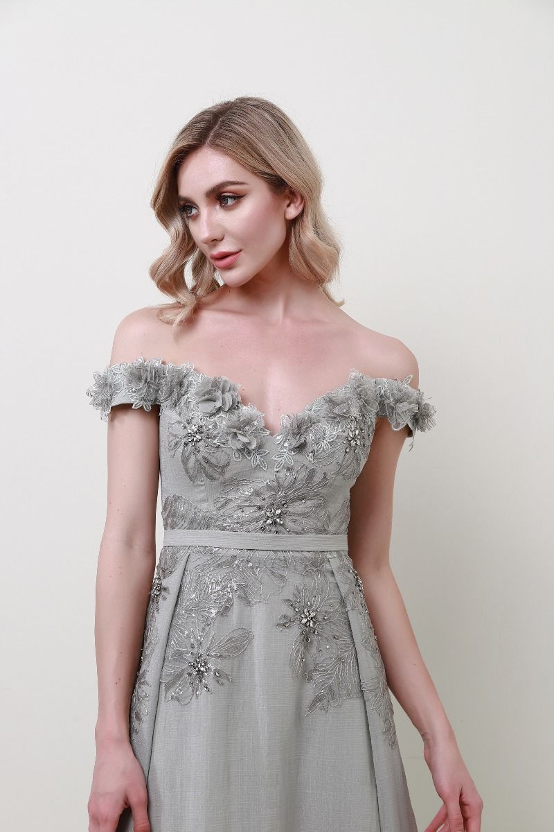 Floral appliqué dress