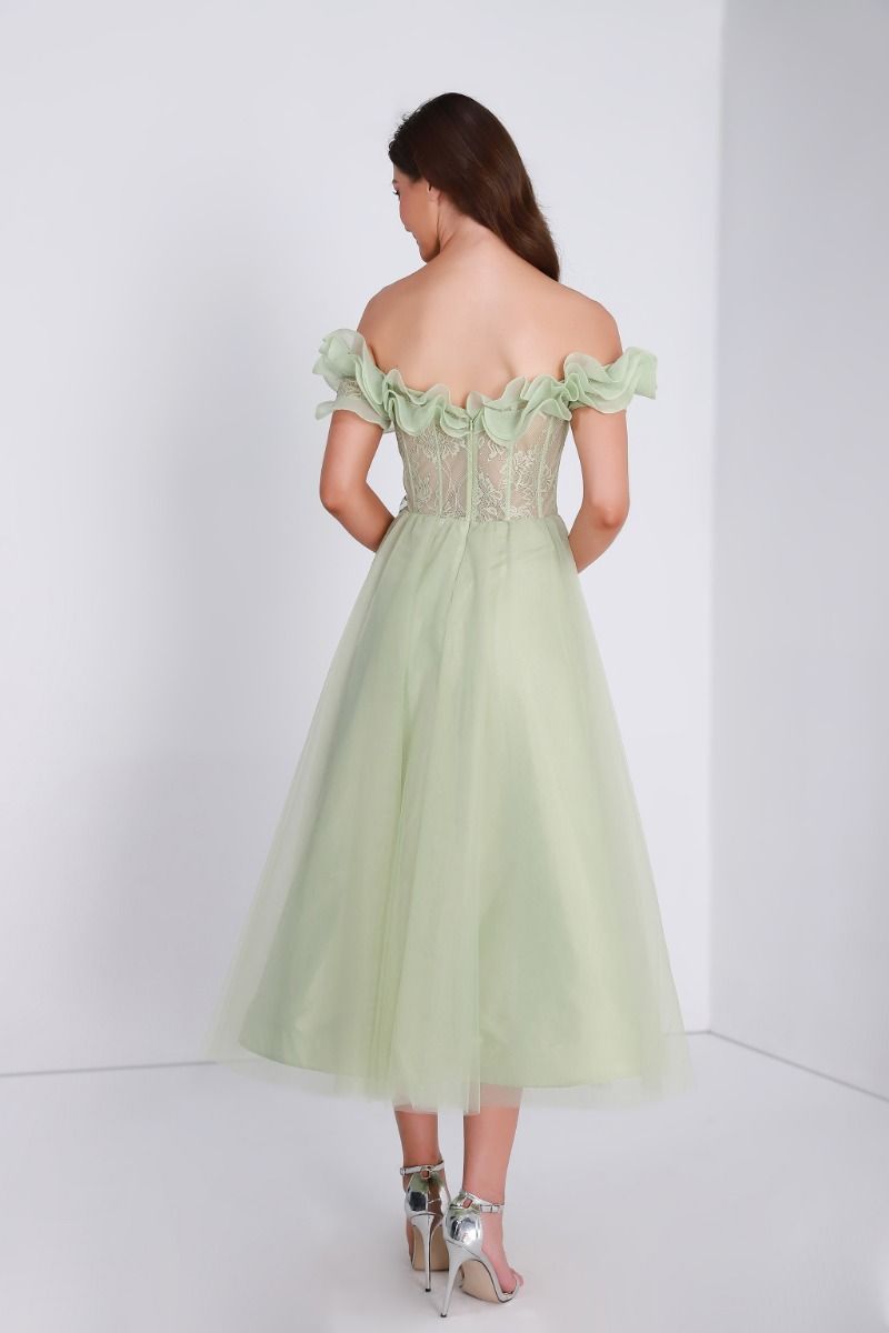 Ruffled off-shoulder dress