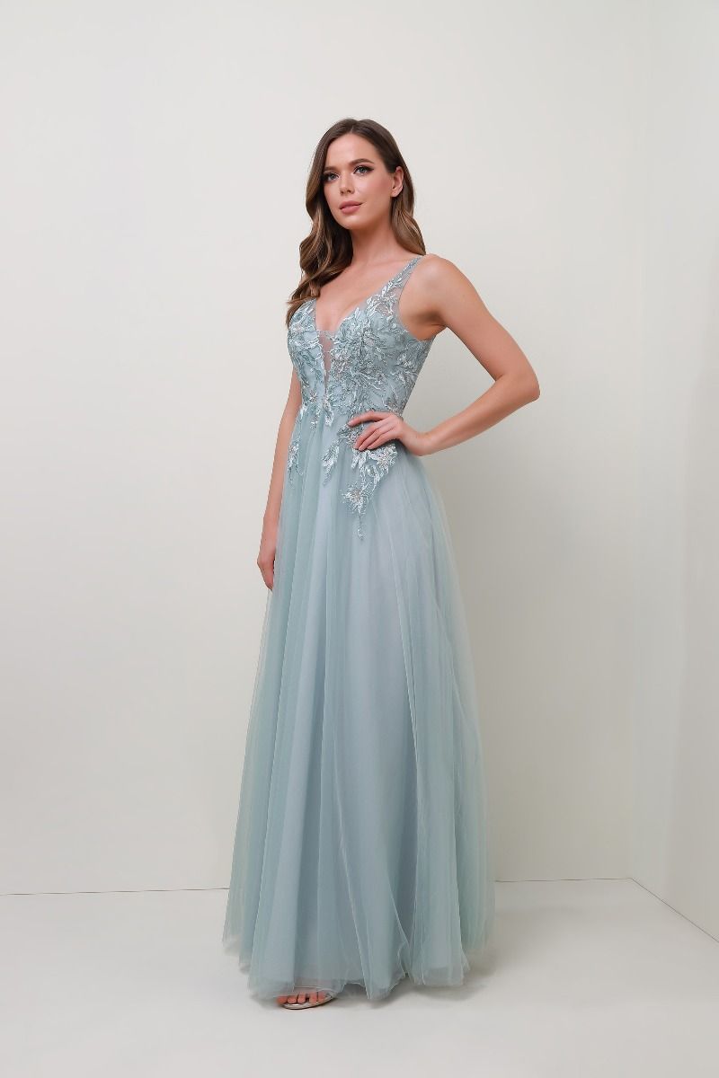 Wide V neck dress