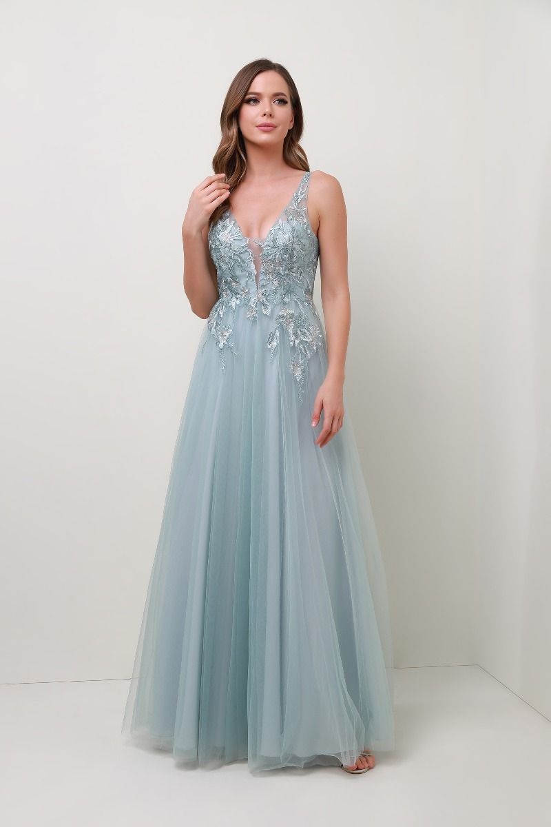 Wide V neck dress