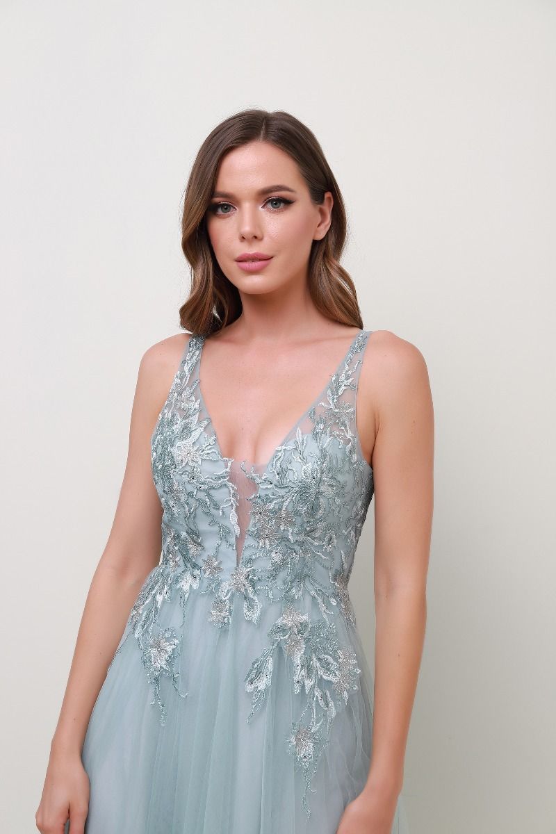 Wide V neck dress