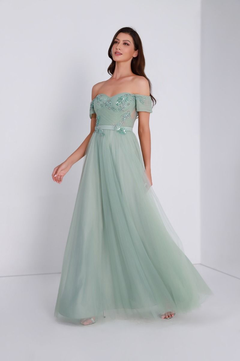 Embellished off-shoulder dress