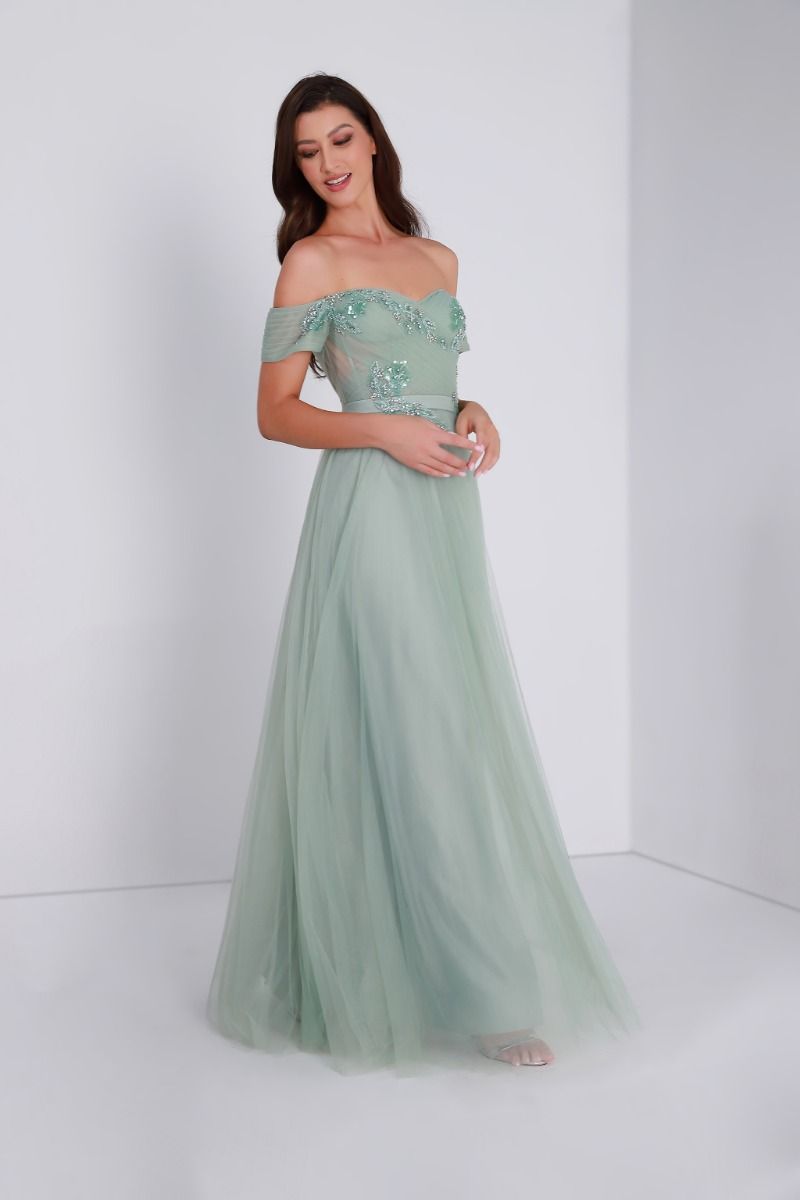 Embellished off-shoulder dress