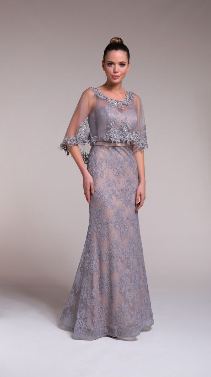 Embellished cape dress