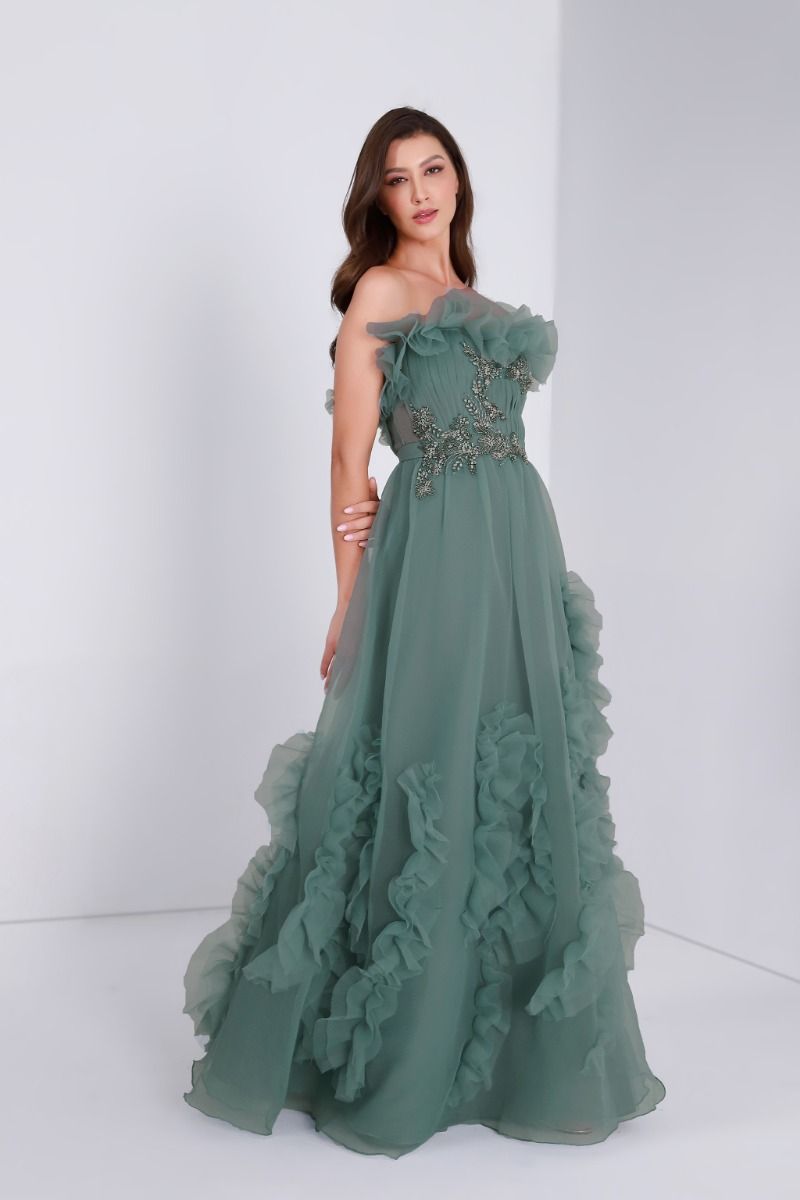 Ruffled embellished dress