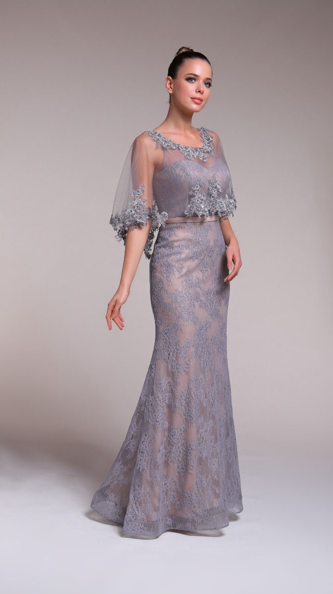 Embellished cape dress