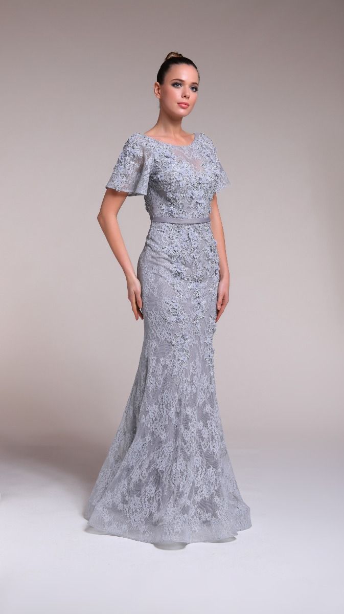 Floral applique lace dress