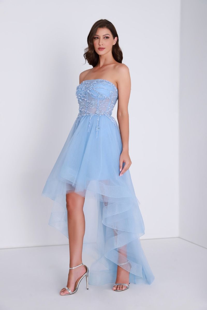 Sequin floral bustier dress