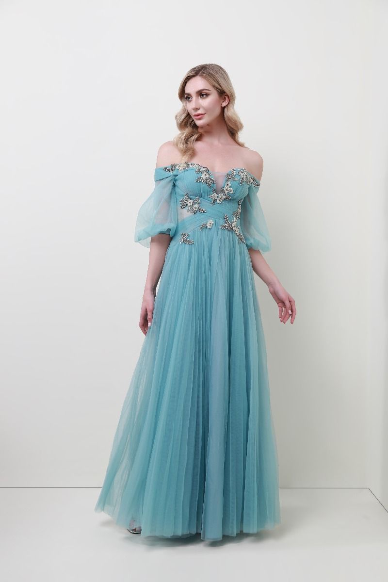 Balloon sleeves embellished dress