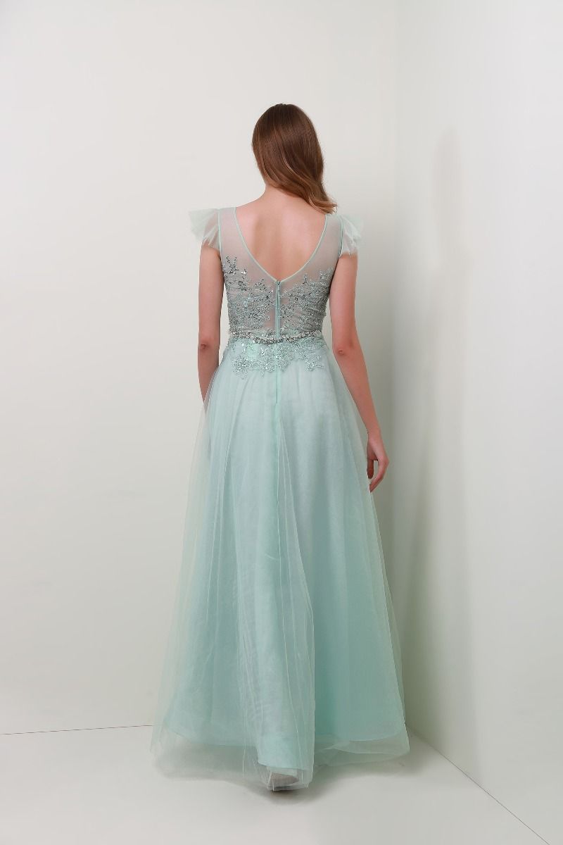 Embellished V neck dress