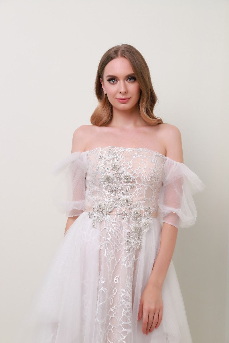 Off shoulder mesh dress
