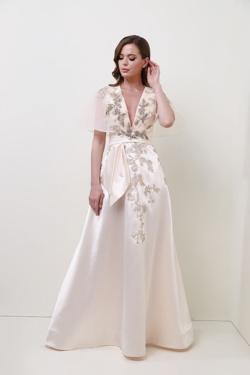 Satin lace applique dress 
