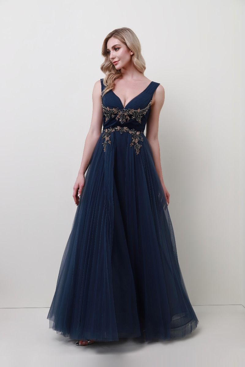 Embellished velvet inserts dress 